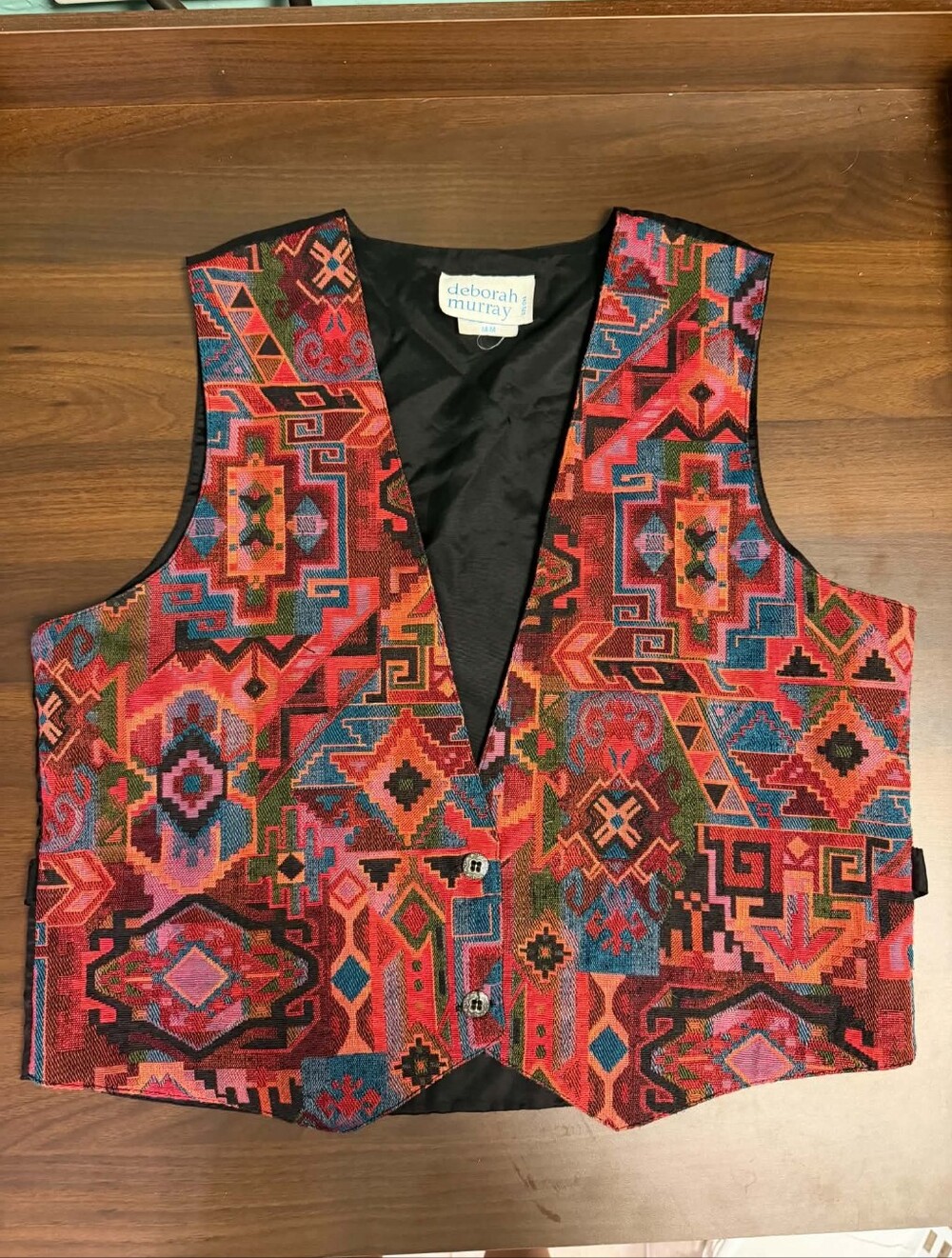 Vintage DEBORAH MURRAY Southwestern Tapestry Vest Vintage 90s Aztec Geometric